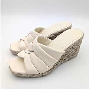 Vince Gilian Woven Espadrille Wedge Sandal Women's Marble Cream Size US9M EU40